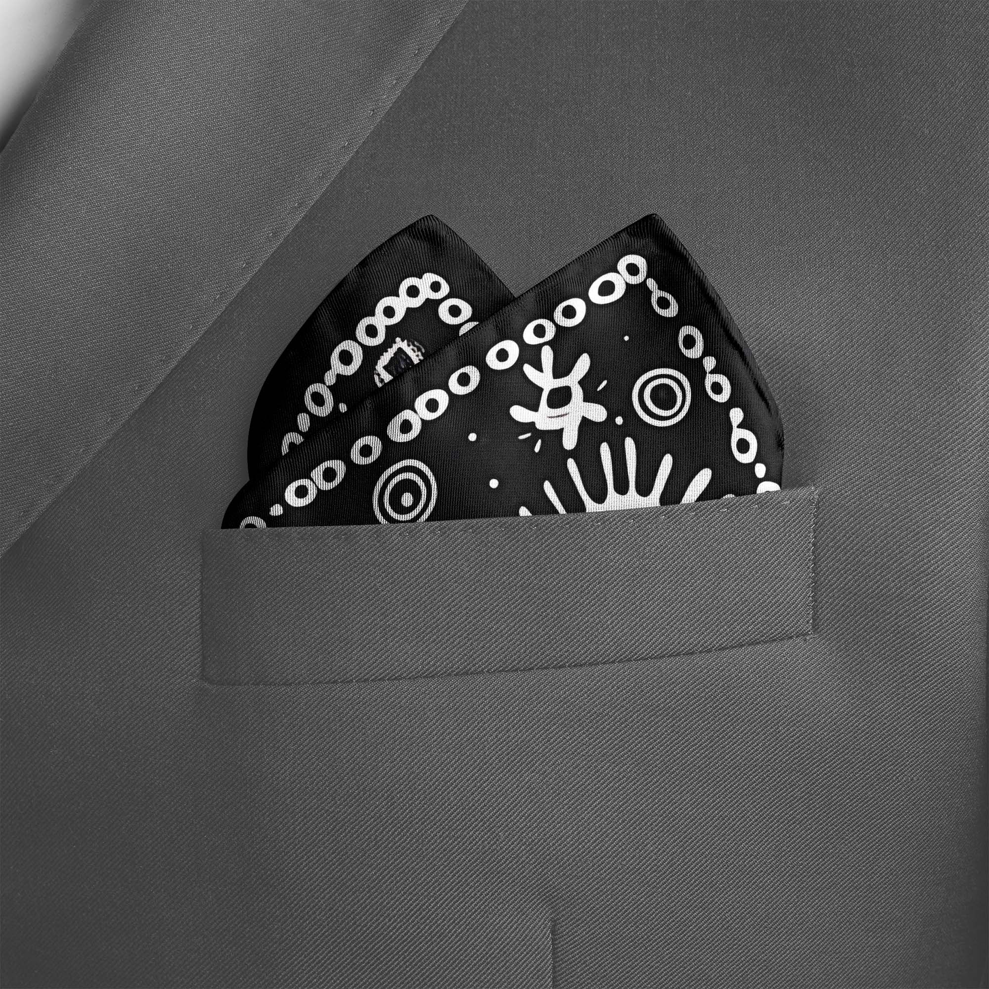 VIRUS PATTERN SILK POCKET SQUARE