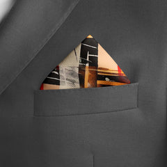 WARM LIVELY ABSTRACT PATTERN SILK POCKET SQUARE