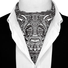 MAYAN PATTERN SILK ASCOT AND POCKET SQUARE SET – PREMIUM COLLECTION