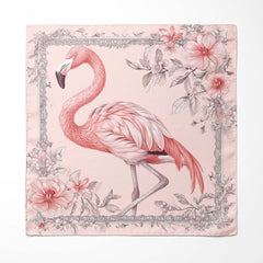 FLAMINGO SILK SCARF WITH LAPEL PIN AND POCKET SQUARE