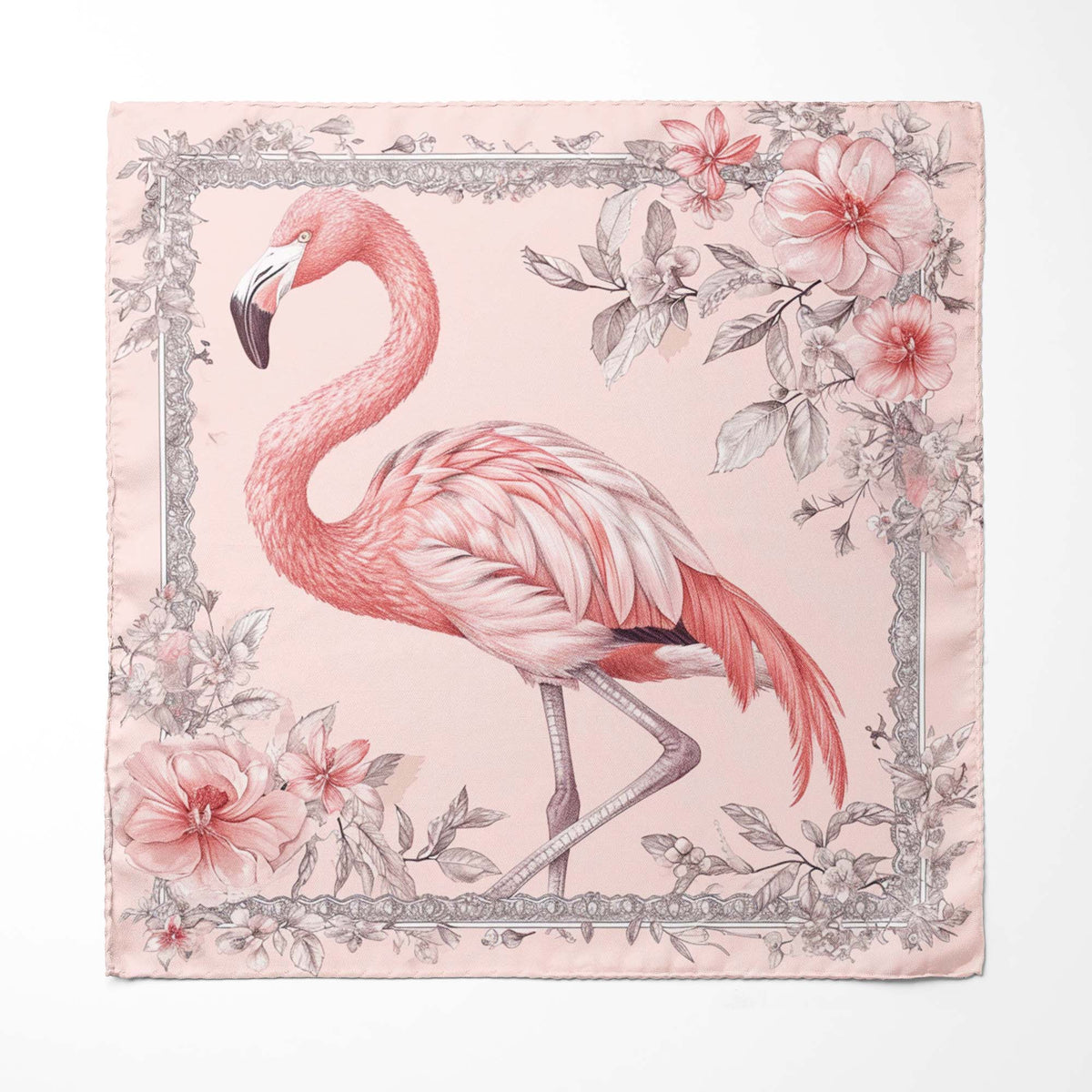 FLAMINGO SILK ASCOT WITH LAPEL PIN AND POCKET SQUARE