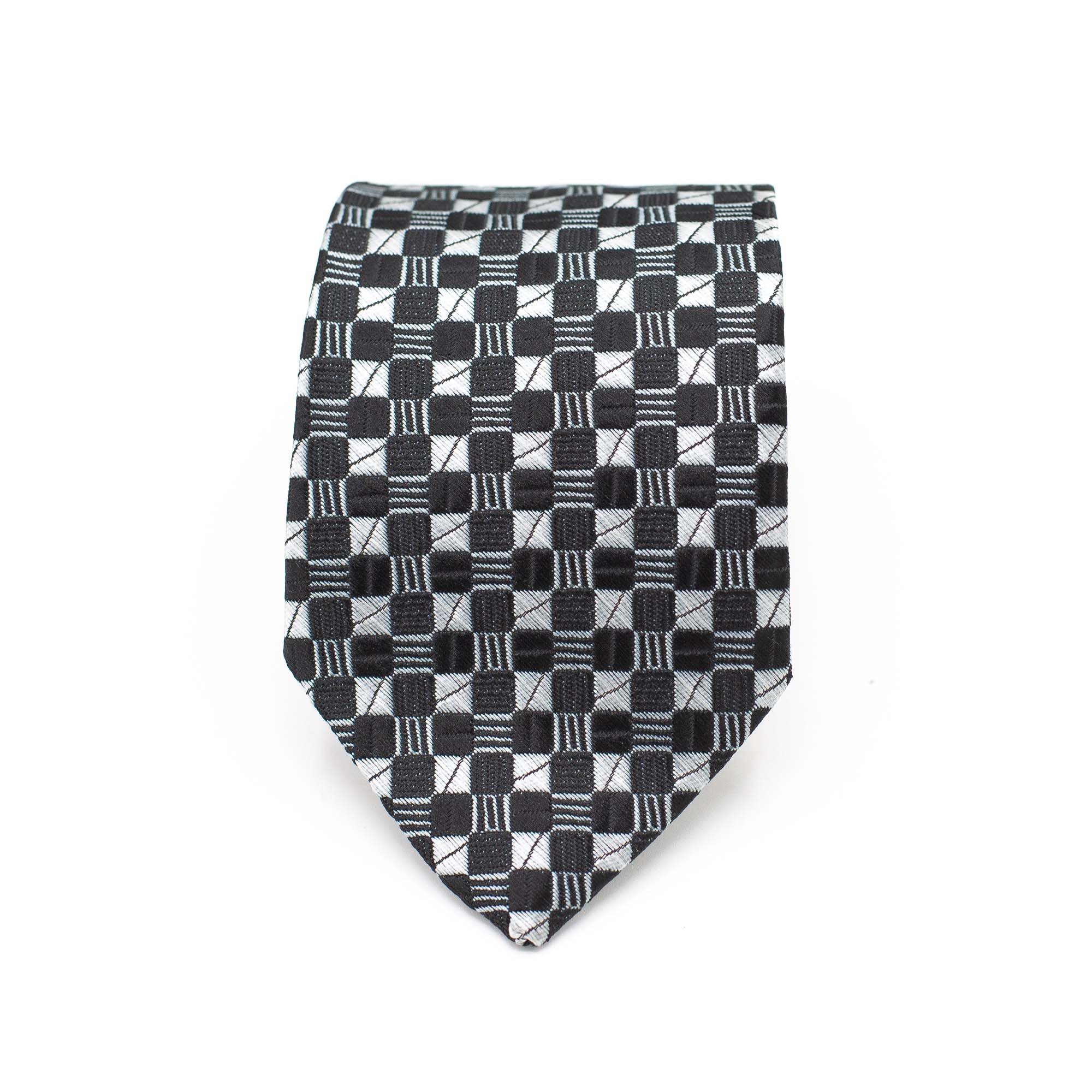 MONOCHROMATIC GRID TIE AND POCKET SQUARE SET