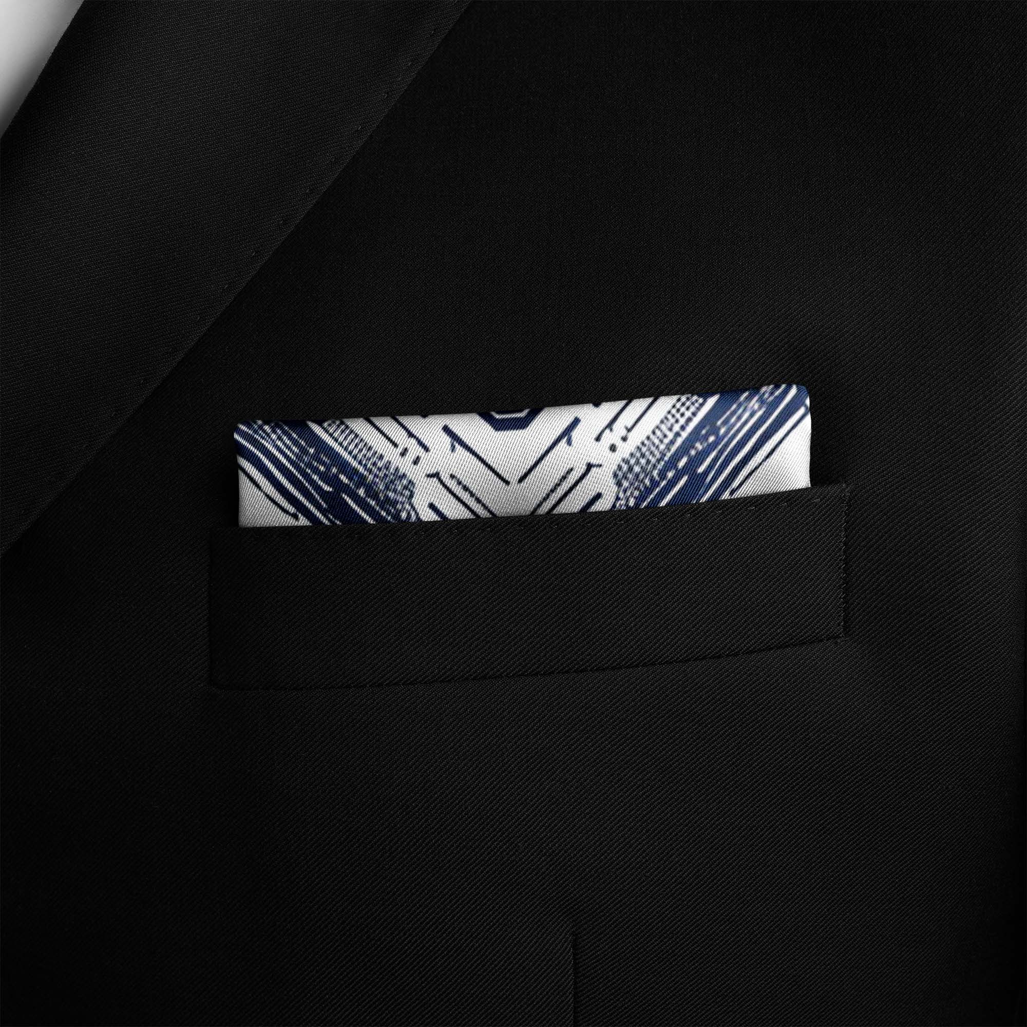 GEOMETRIC ABSTRACT SILK POCKET SQUARE