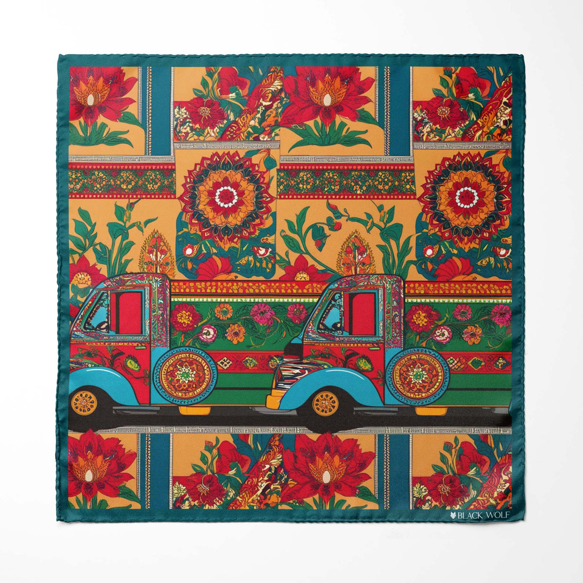 TRUCK ART SILK POCKET SQUARE