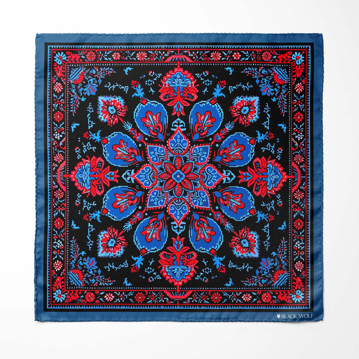 FOLKART QUILT SILK ASCOT WITH LAPEL PIN AND POCKET SQUARE