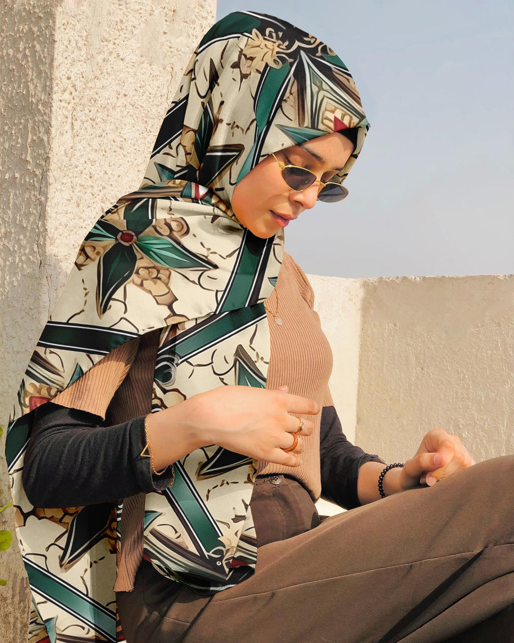 EGYPT PATTERN SILK WOMEN HIJAB – PREMIUM COLLECTION