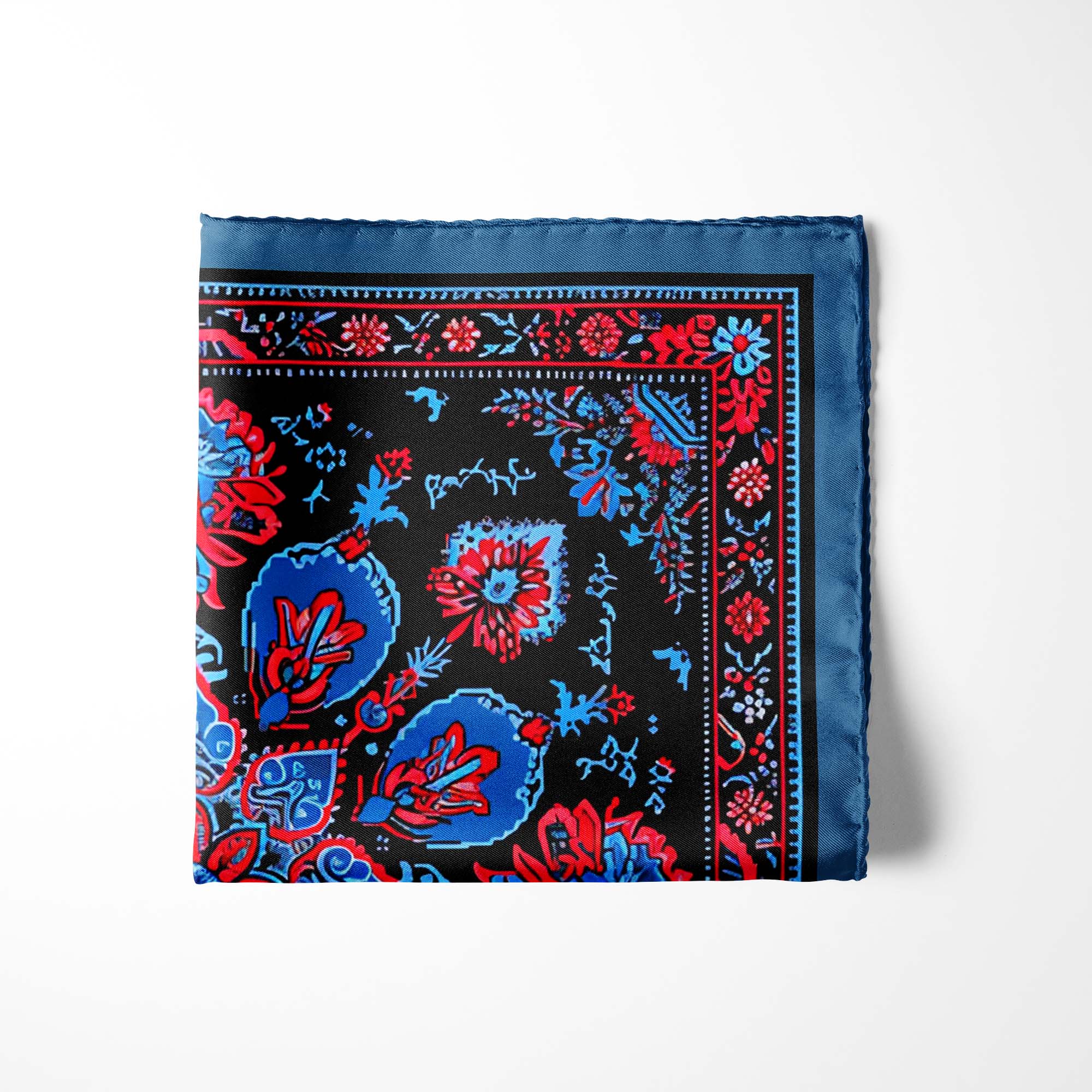 FOLKART QUILT SILK POCKET SQUARE