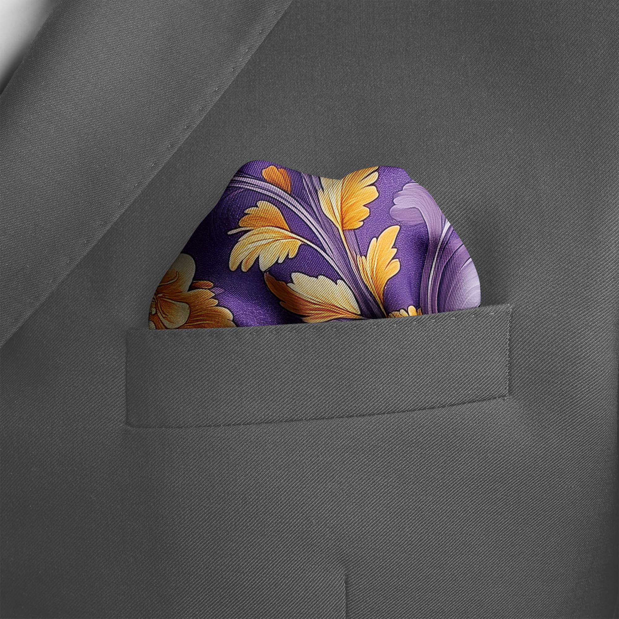 FLORAL SWIRLS SILK POCKET SQUARE