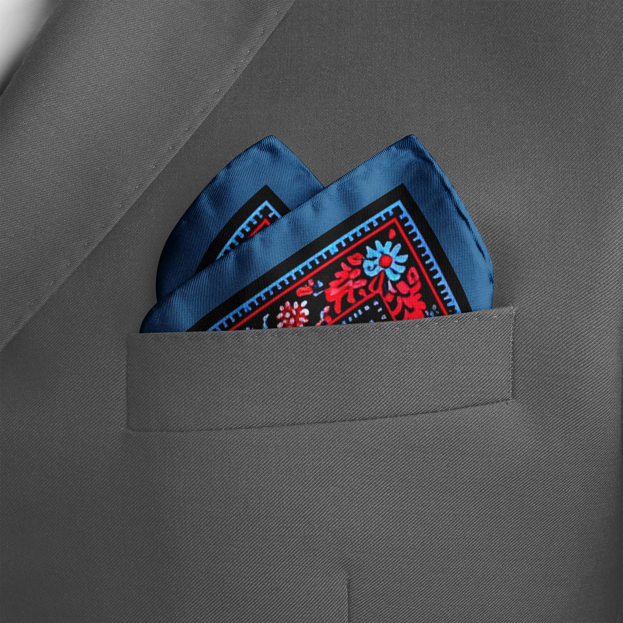FOLKART QUILT SILK POCKET SQUARE