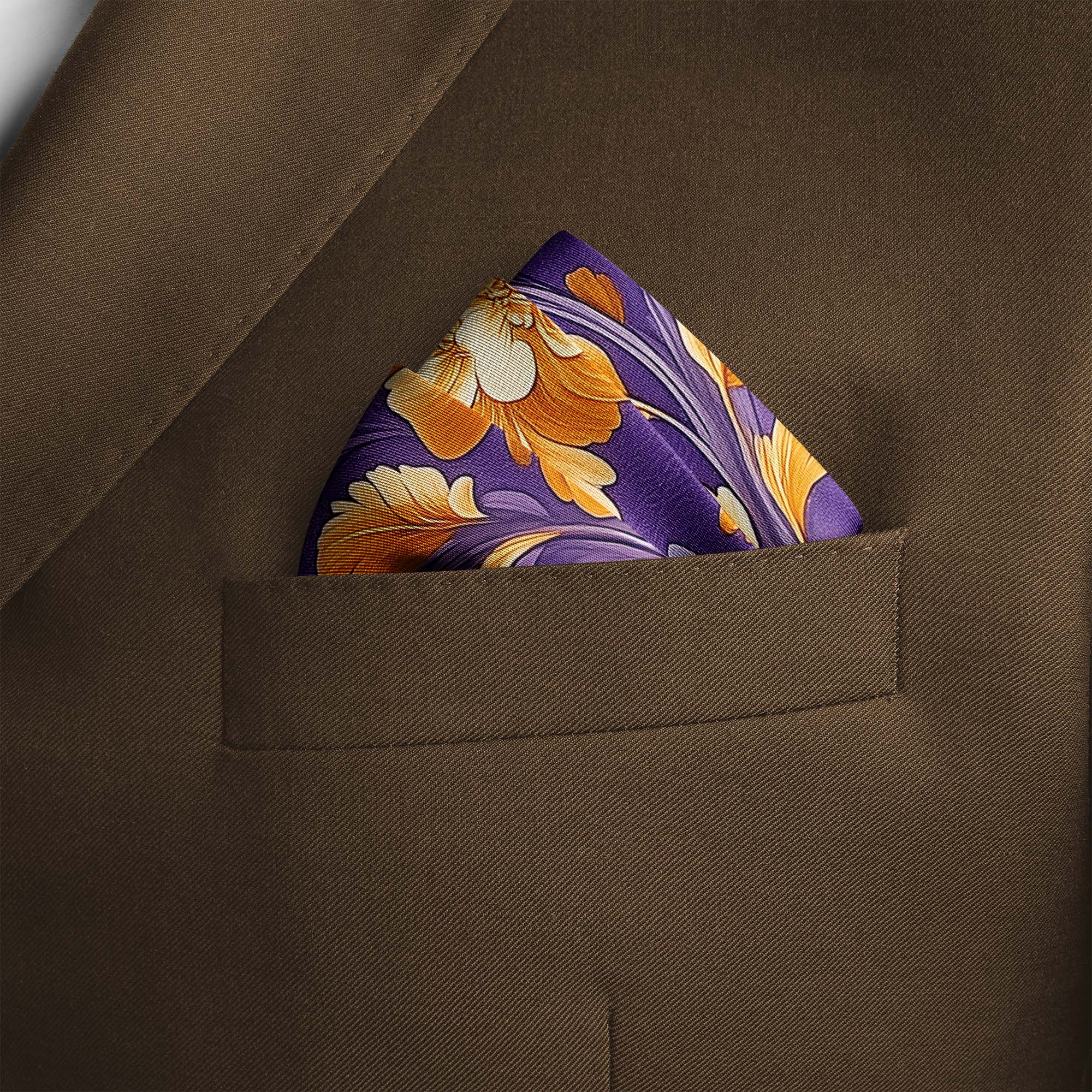 FLORAL SWIRLS SILK POCKET SQUARE