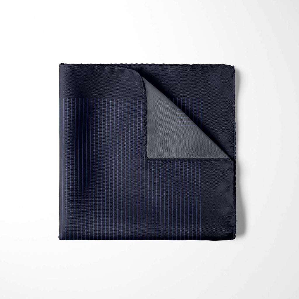 Navy Rounded Square NAVY STRIPE SILK POCKET SQUARE – Black Wolf