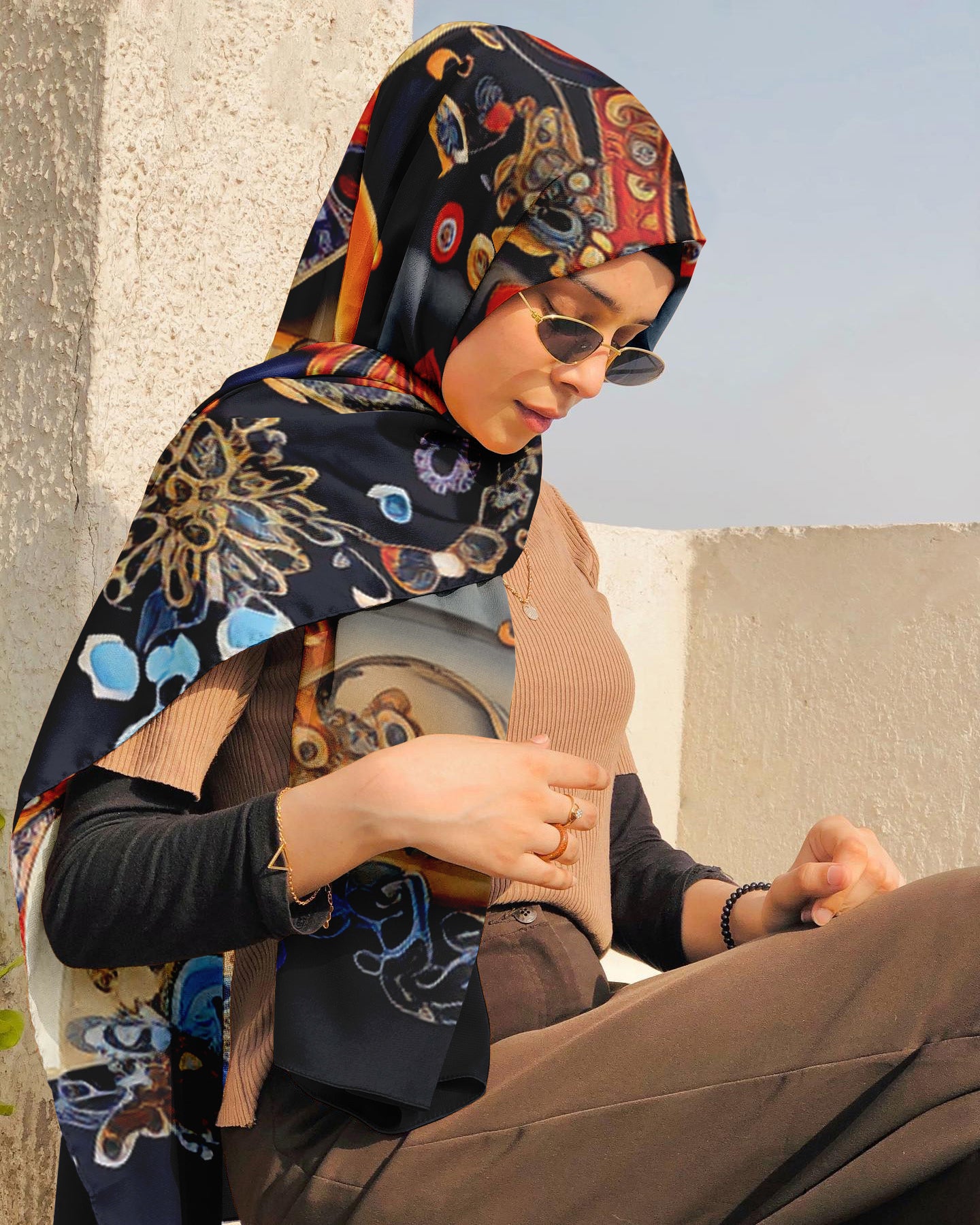 ELABORATE FLORAL SILK WOMEN HIJAB – PREMIUM COLLECTION