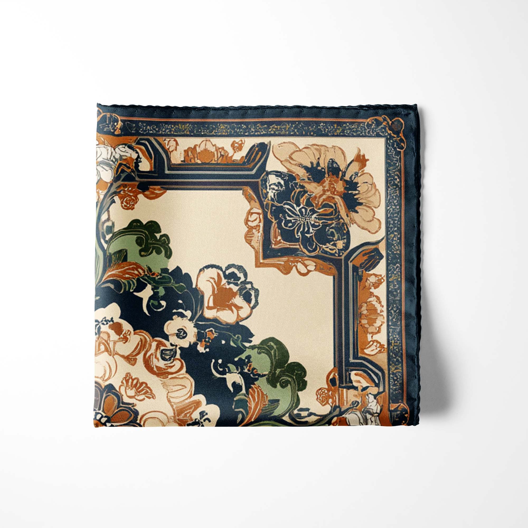 ELEGANT FLORAL SILK POCKET SQUARE