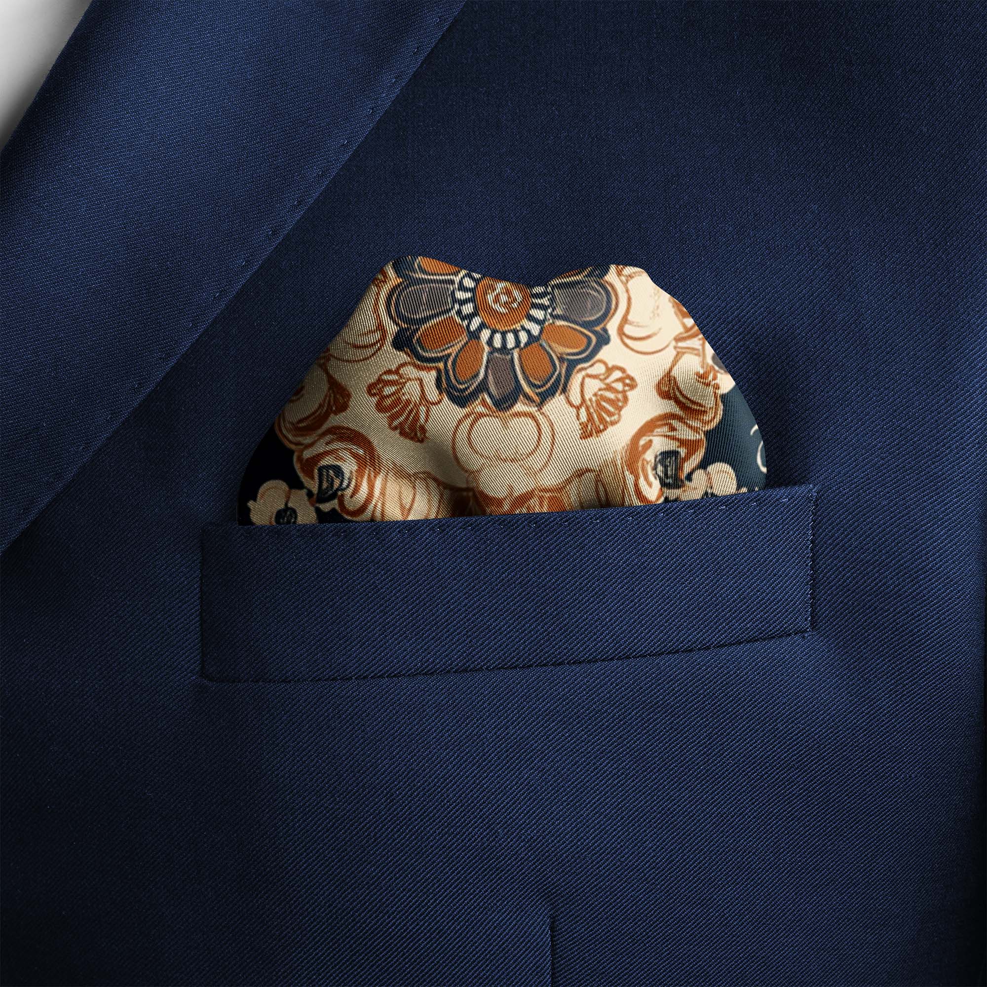 ELEGANT FLORAL SILK POCKET SQUARE