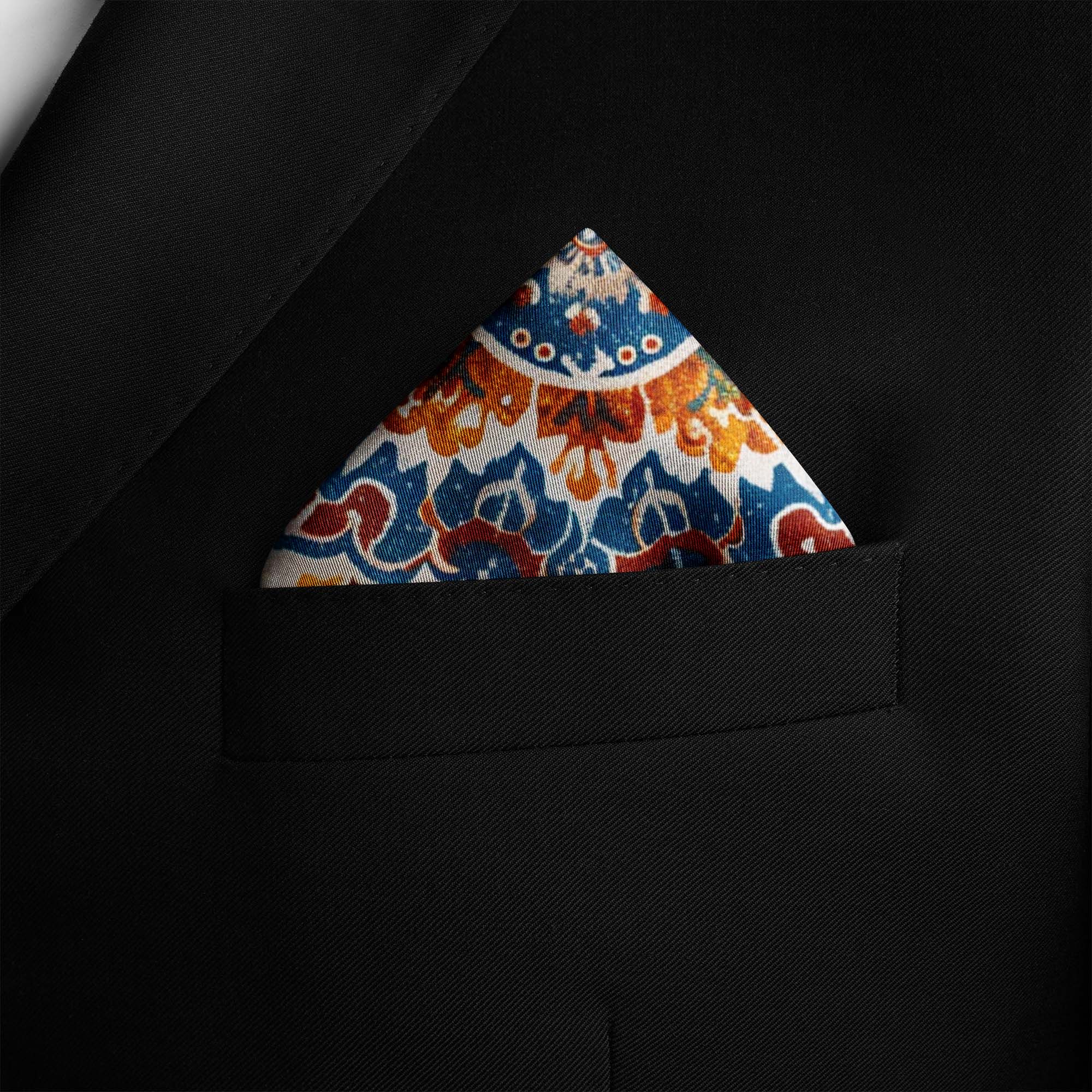 TURKMEN AFGHAN SILK POCKET SQUARE