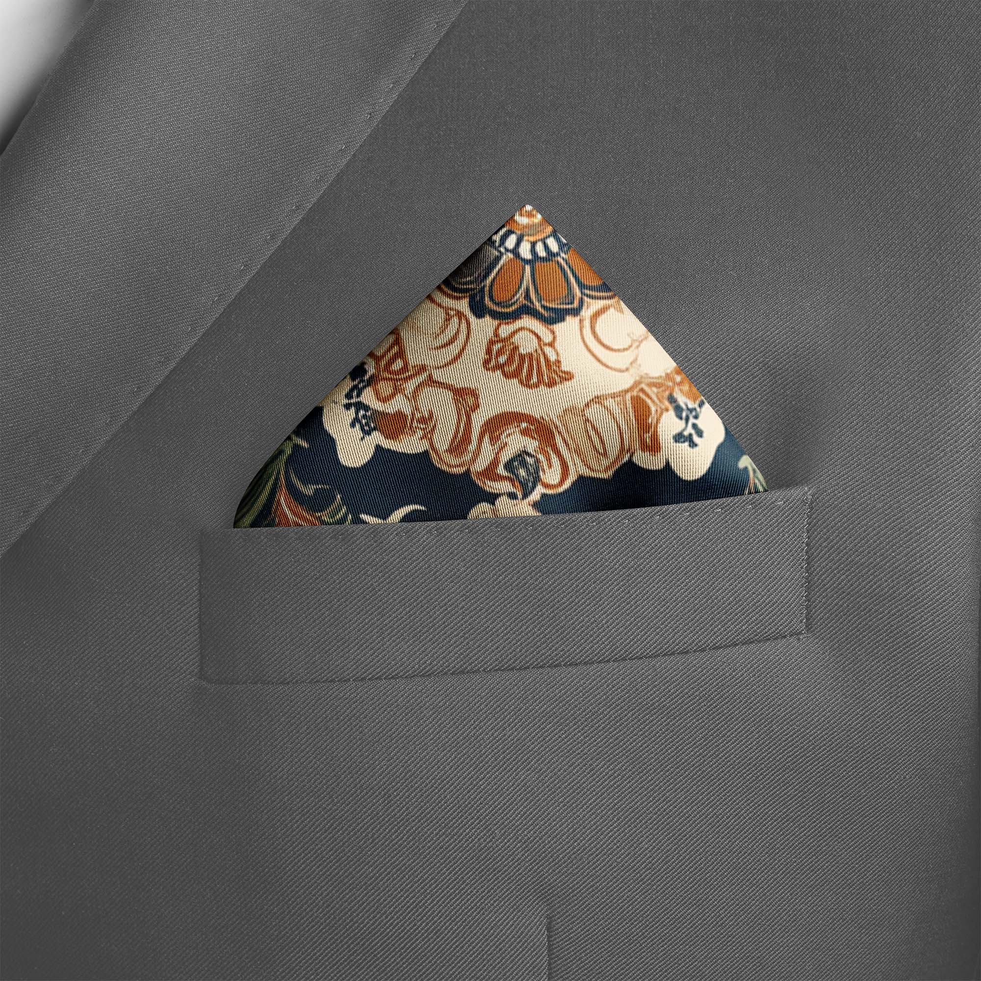 ELEGANT FLORAL SILK POCKET SQUARE