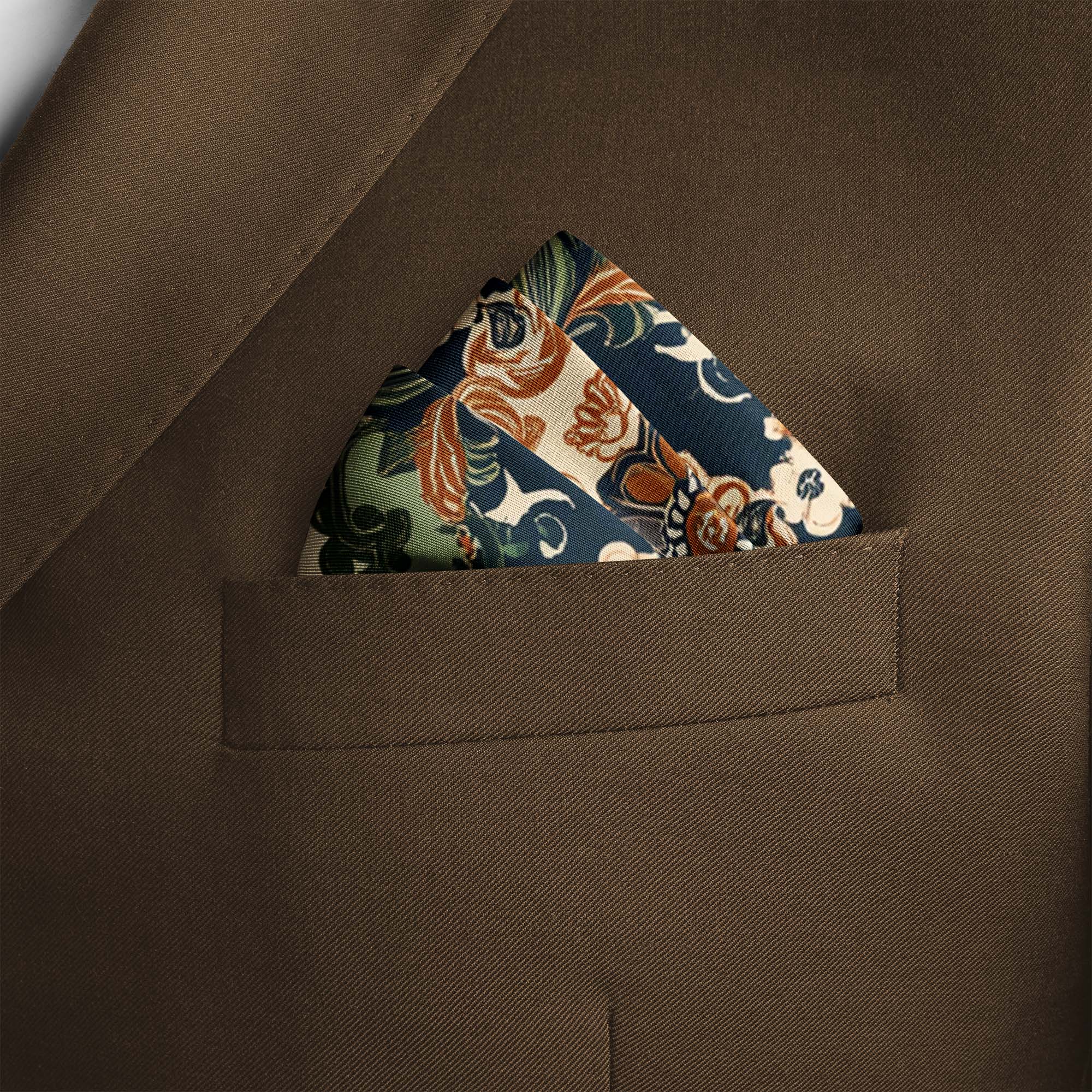 ELEGANT FLORAL SILK POCKET SQUARE