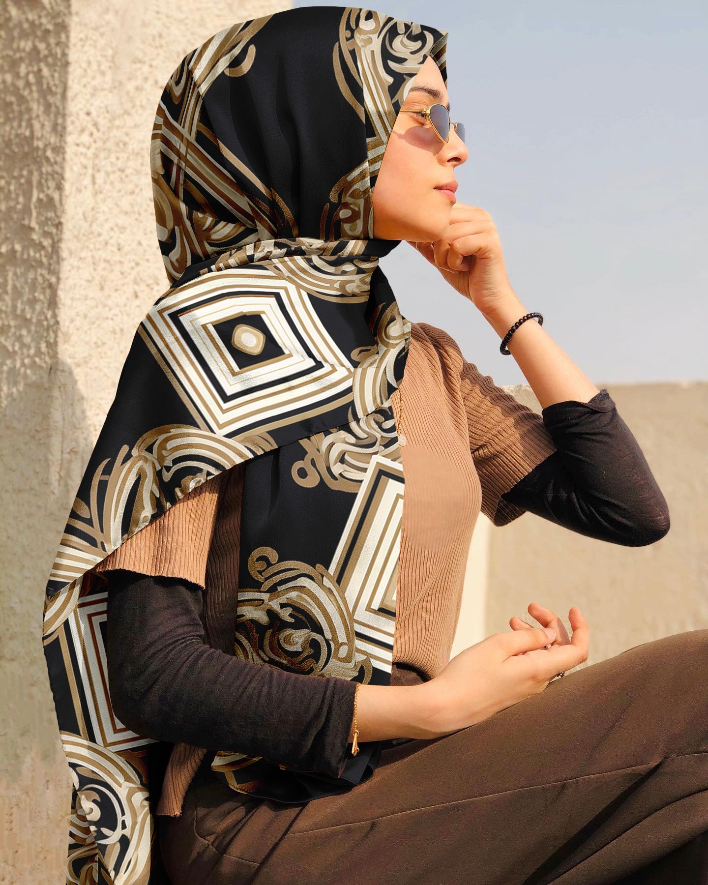 ELEGANT LINE SILK WOMEN HIJAB – PREMIUM COLLECTION