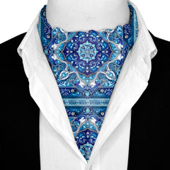 PERSIAN ART SILK ASCOT WITH LAPEL PIN AND POCKET SQUARE
