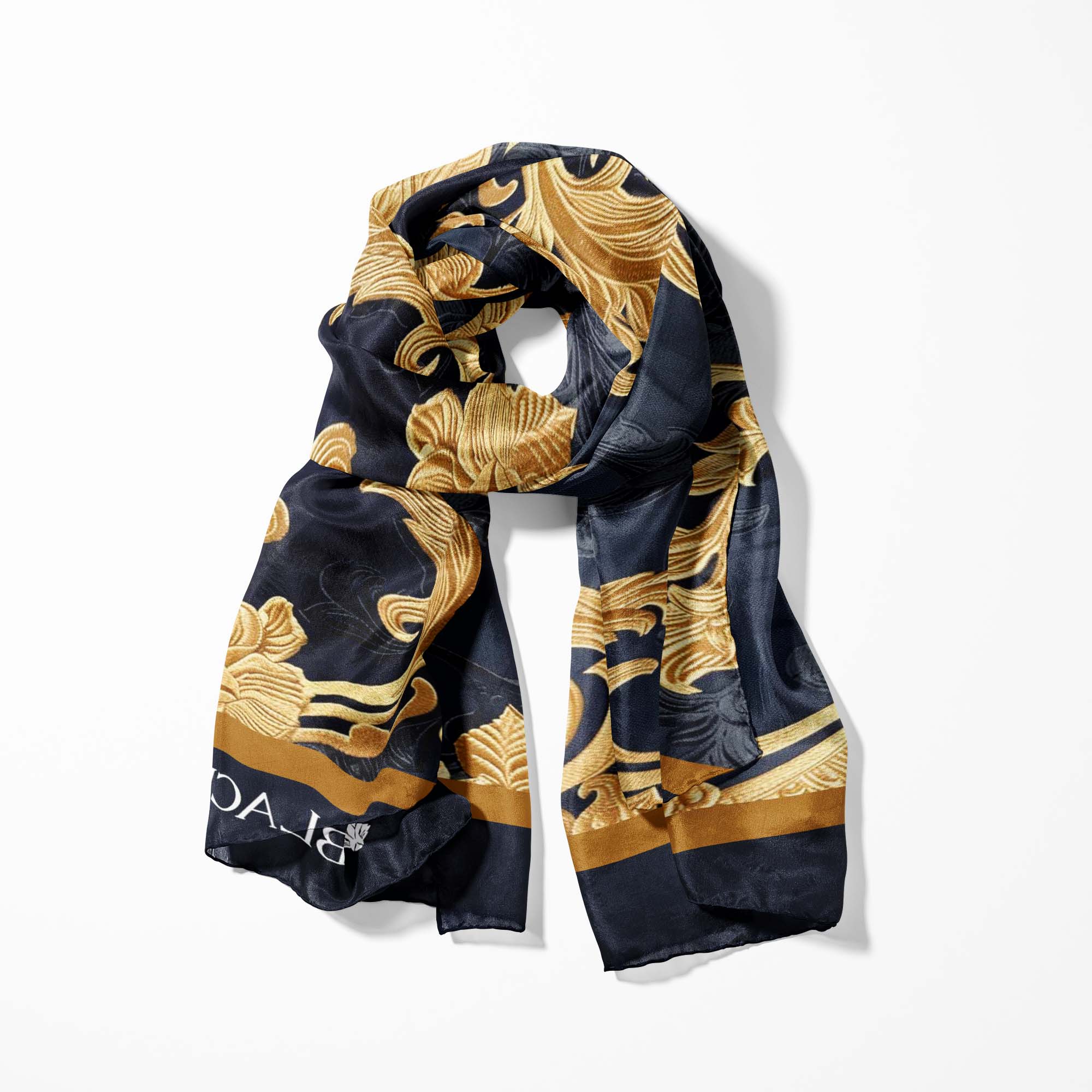 GENERATIVE SILK SCARF WITH LAPEL PIN AND POCKET SQUARE