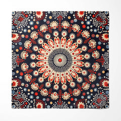 MANDALA DESIGN SILK SCARF WITH LAPEL PIN AND POCKET SQUARE