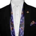 BLUE EXOTIC SILK SCARF WITH LAPEL PIN AND POCKET SQUARE