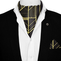 CHIC GOLDEN SILK ASCOT WITH LAPEL PIN AND POCKET SQUARE