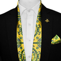 CHINESE DRAGON SILK SCARF WITH LAPEL PIN AND POCKET SQUARE