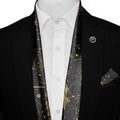 DEER SUN SILK SCARF WITH LAPEL PIN AND POCKET SQUARE