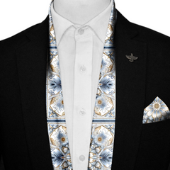 LUXURY ARABIC SILK SCARF WITH LAPEL PIN AND POCKET SQUARE