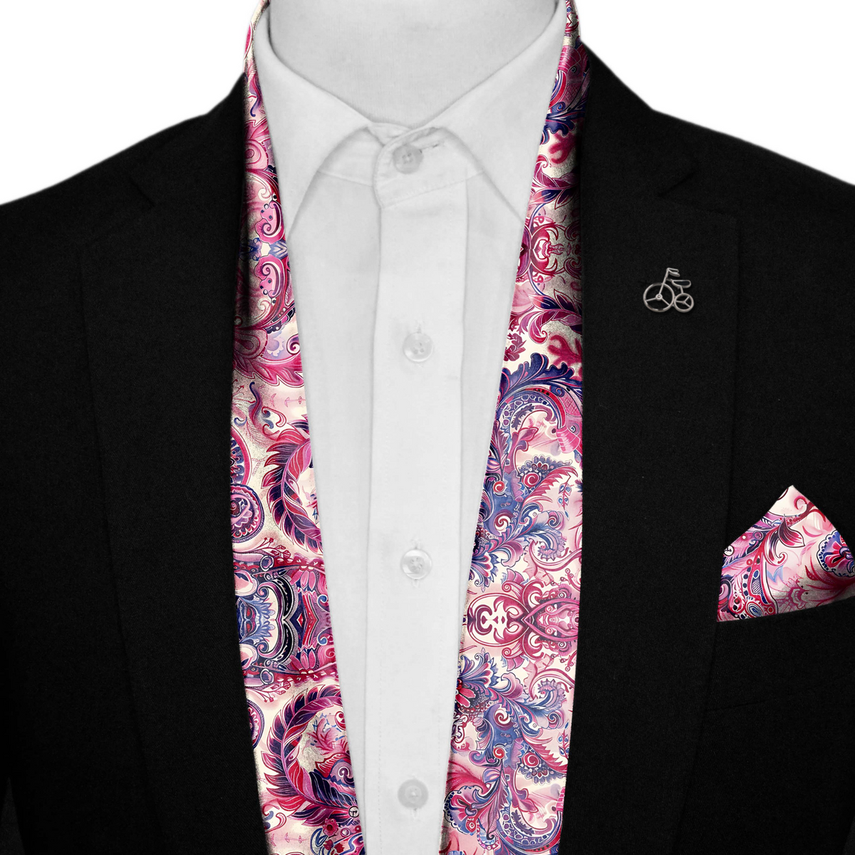 NOA RUDISCH - WICHITA SILK SCARF WITH LAPEL PIN AND POCKET SQUARE