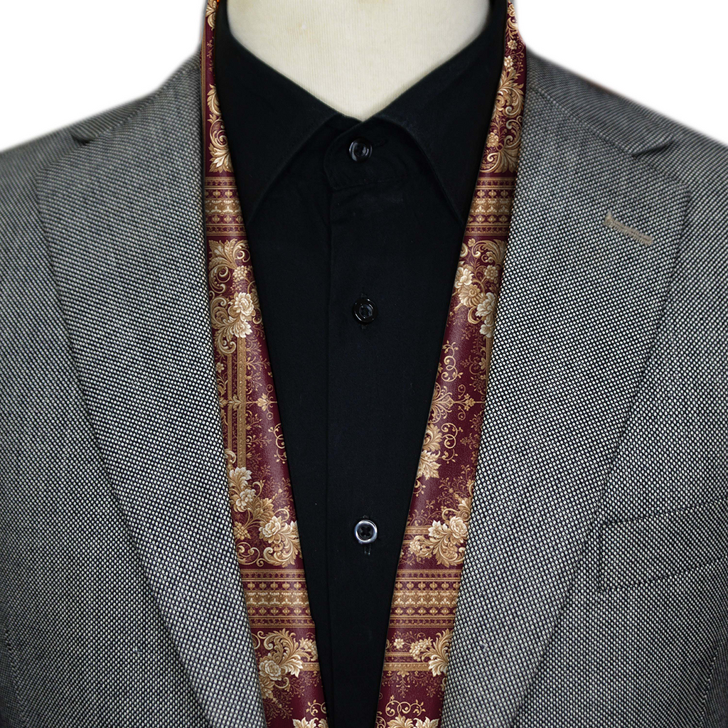 BURGUNDY BAROQUE BLOOM MEN SCARF - PREMIUM COLLECTION