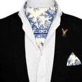 TRADITIONAL CHINESE SILK ASCOT WITH LAPEL PIN AND POCKET SQUARE