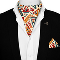 WONDERLAND SILK ASCOT WITH LAPEL PIN AND POCKET SQUARE