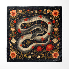 HYPERREALISTIC JAPANESE SNAKE ART SILK ASCOT AND POCKET SQUARE SET – PREMIUM COLLECTION