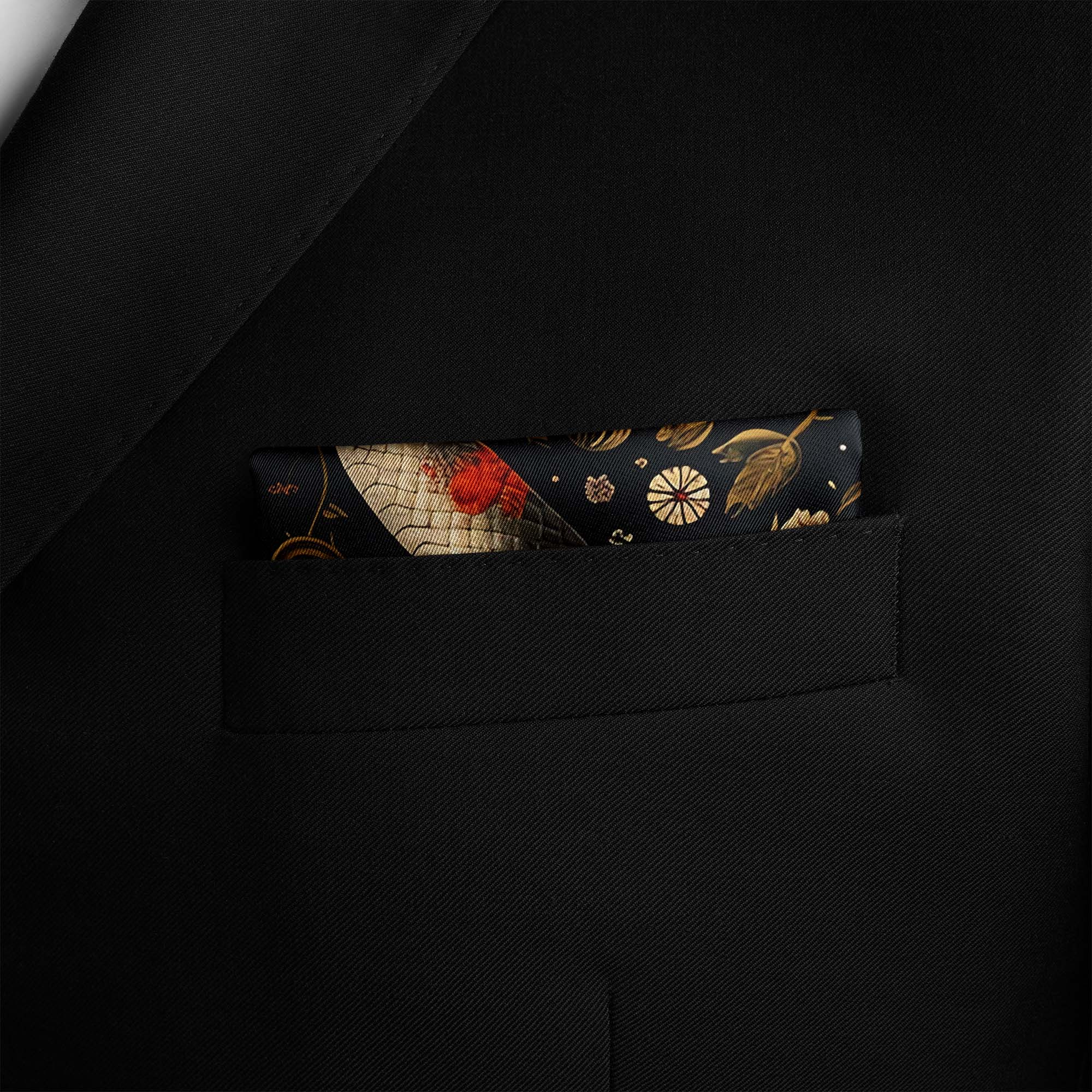 HYPERREALISTIC JAPANESE SNAKE ART SILK POCKET SQUARE