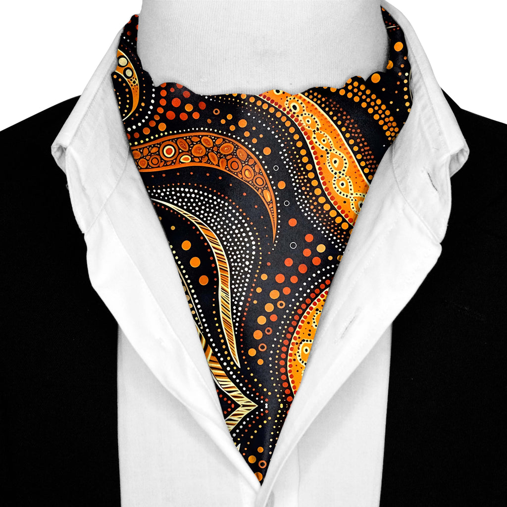 ABORIGINAL SILK ASCOT AND POCKET SQUARE SET – PREMIUM COLLECTION