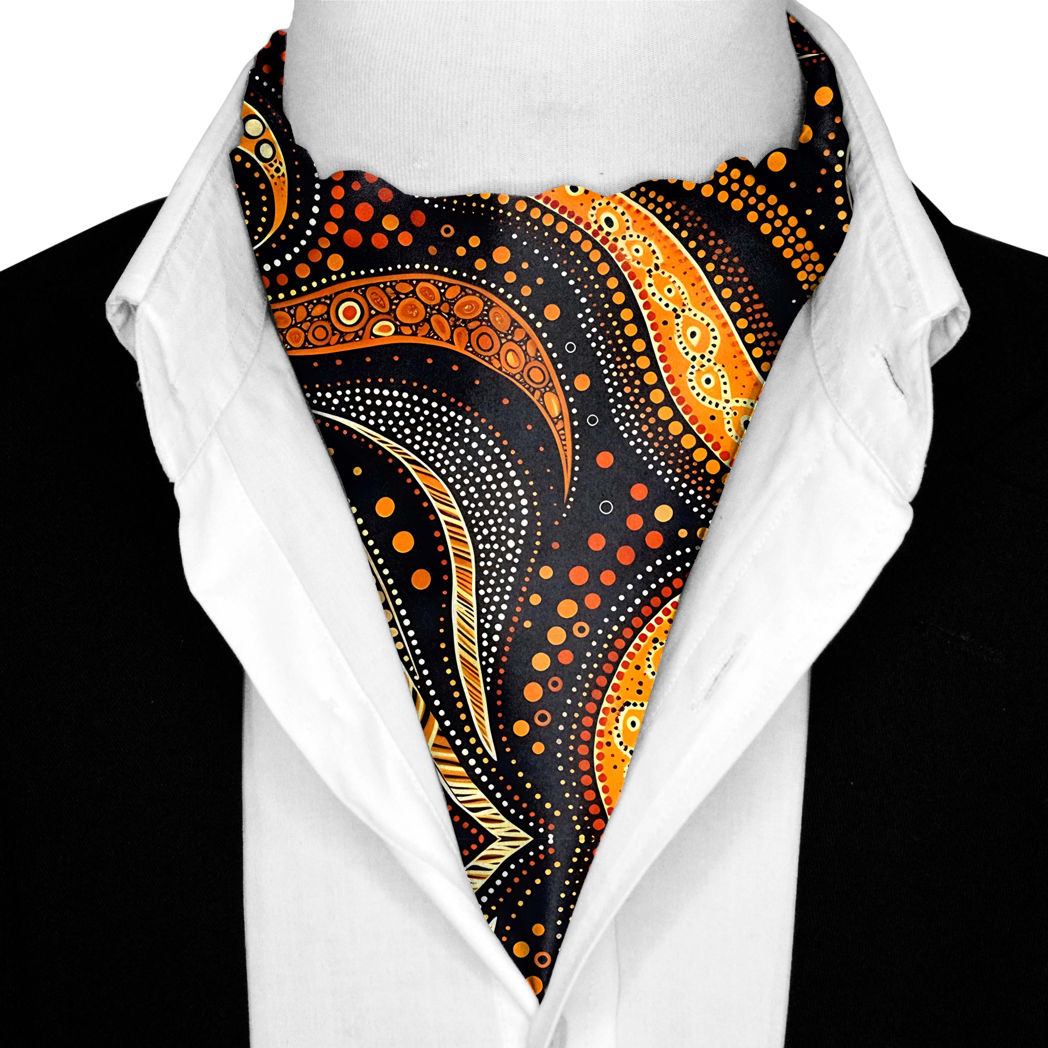 ABORIGINAL SILK ASCOT AND POCKET SQUARE SET – PREMIUM COLLECTION