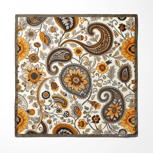 A DITSY PAISLEY SILK ASCOT AND POCKET SQUARE SET – PREMIUM COLLECTION
