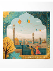 Lahore Basant Heritage Scarf – Traditional Archway Cityscape Illustration