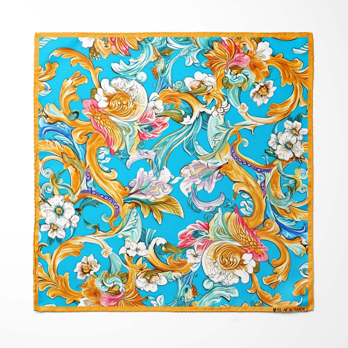 ELEGANCE COLORFUL FLORAL SILK ASCOT WITH LAPEL PIN AND POCKET SQUARE