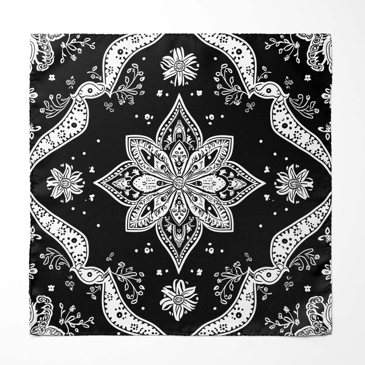 Men's Neck Scarf | Silk Neck Scarf  | Black Wolf
