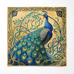 A MAJESTIC PEACOCK SILK POCKET SQUARE