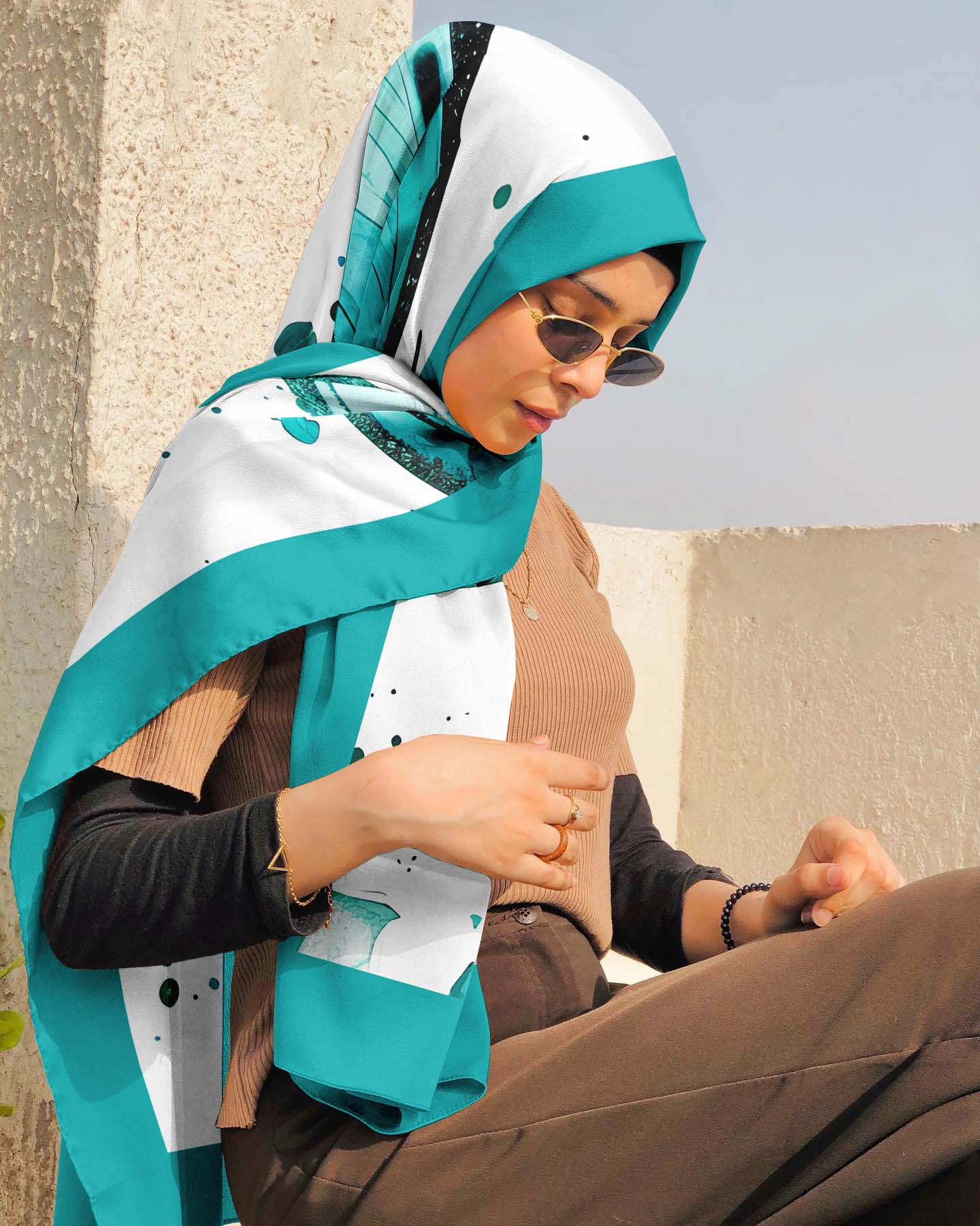 BLUE BUTTERFLY SILK WOMEN HIJAB – PREMIUM COLLECTION