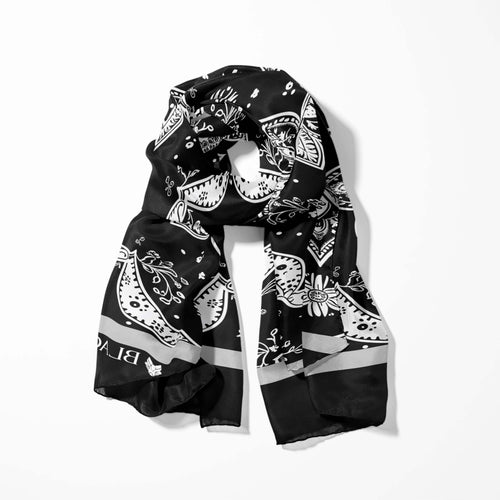 Men's Neck Scarf | Silk Neck Scarf  | Black Wolf