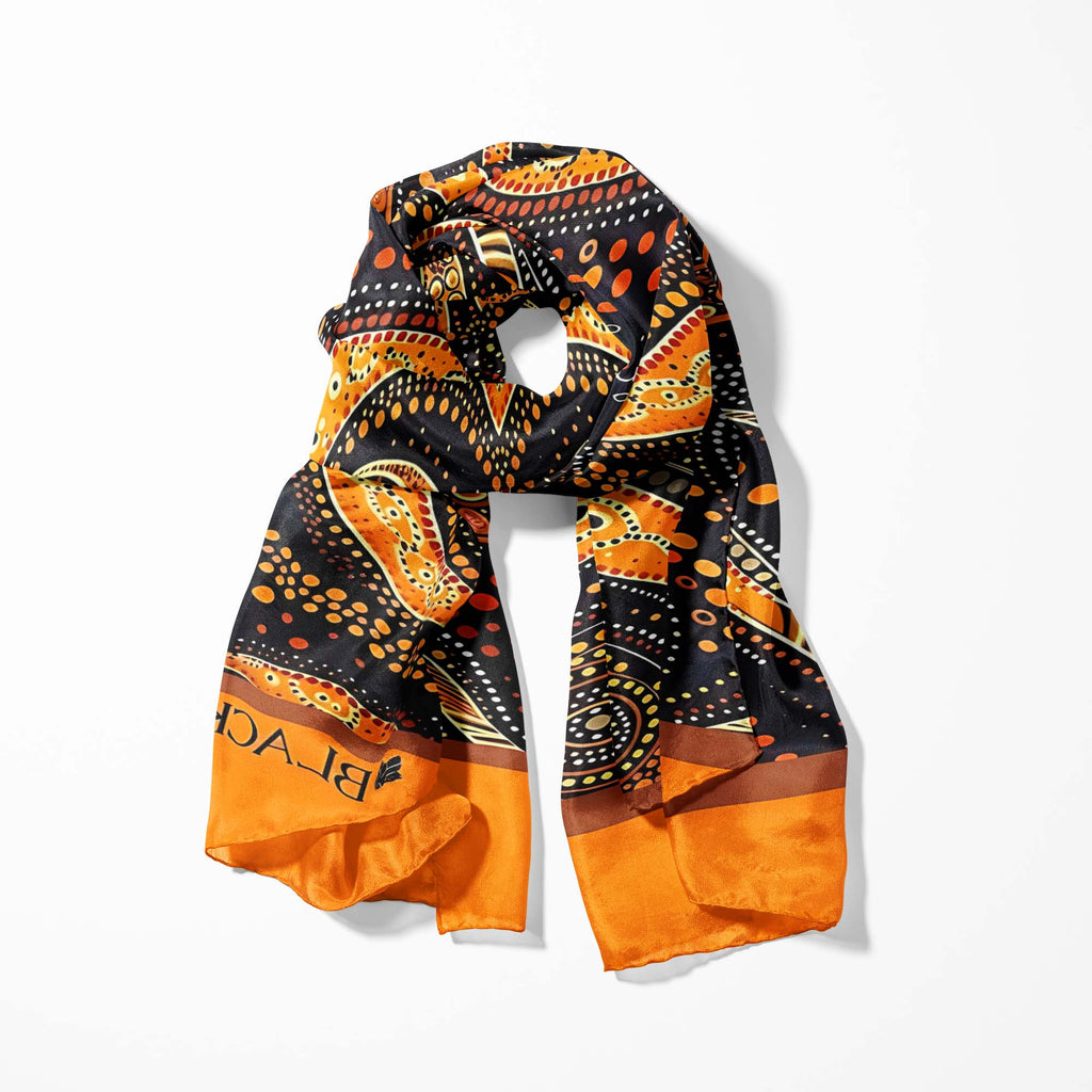 ABORIGINAL SILK SCARF WITH LAPEL PIN AND POCKET SQUARE