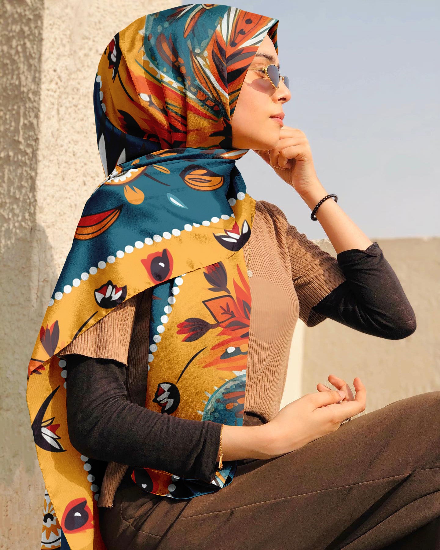 ETHNIC FLORAL SILK WOMEN HIJAB – PREMIUM COLLECTION