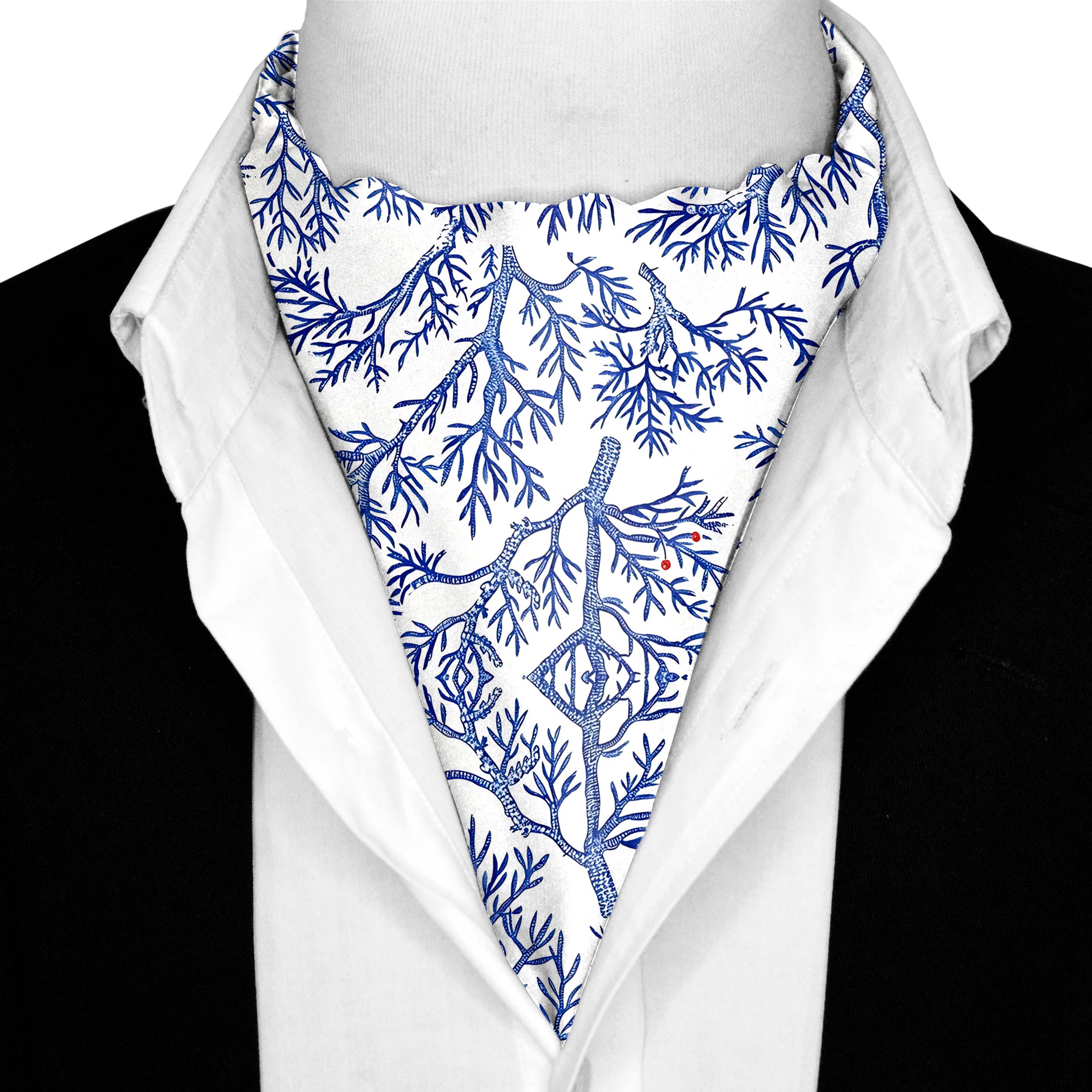 SNOWFLAKE TREE SILK ASCOT AND POCKET SQUARE SET – PREMIUM COLLECTION