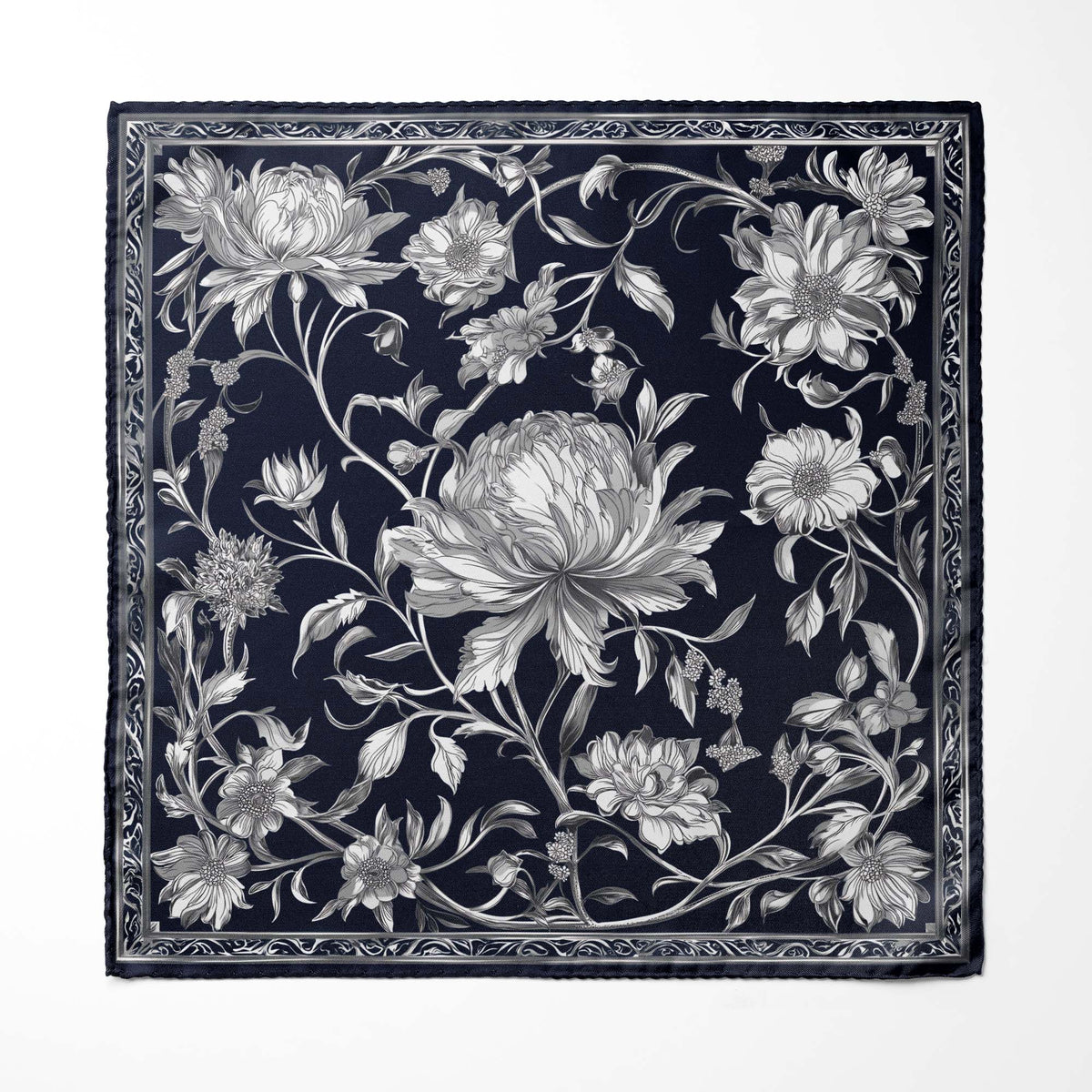 ENGRAVING SILK POCKET SQUARE