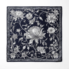 ENGRAVING SILK POCKET SQUARE